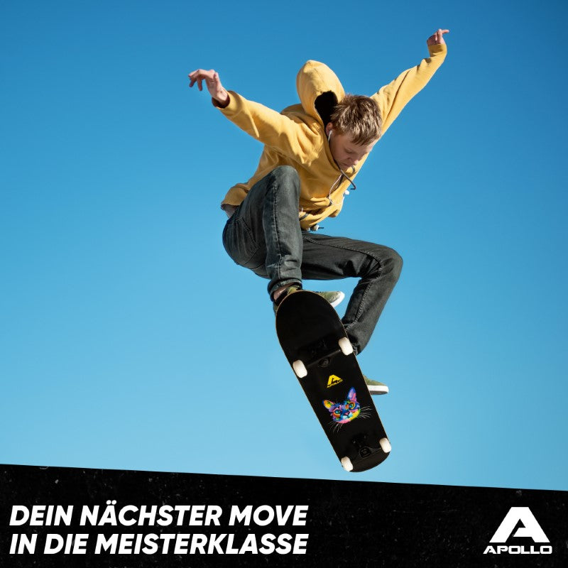 Apollo - Skateboard - Cat - 7-lagiges Holz-Komplettboard mit ABEC 7 -