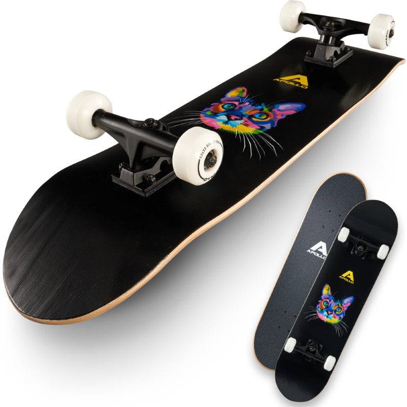 Apollo - Skateboard - Cat - 7-lagiges Holz-Komplettboard mit ABEC 7 -