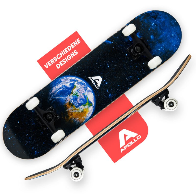 Apollo - Skateboard - Earth - 7-lagiges Holz-Komplettboard mit ABEC 7 -